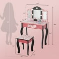 thumbnail image 6 of Ktaxon Kids Princess Wooden Vanity Desk w/ Lighted Mirror,Stool,Drawer, Pink, 6 of 7