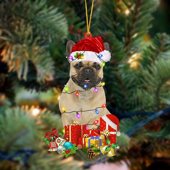 Acrylic 2D FLAT Fawn French Bulldog-Dog Be Christmas Tree Hanging Ornament
