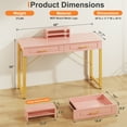 thumbnail image 4 of GYIIYUO Pink Modern Writing Desk with 2 Drawers, Office Desk with Glossy Curved Desktop, Computer Desk with Movable Stand for Bedroom Home Office, Pink and Gold, 4 of 11