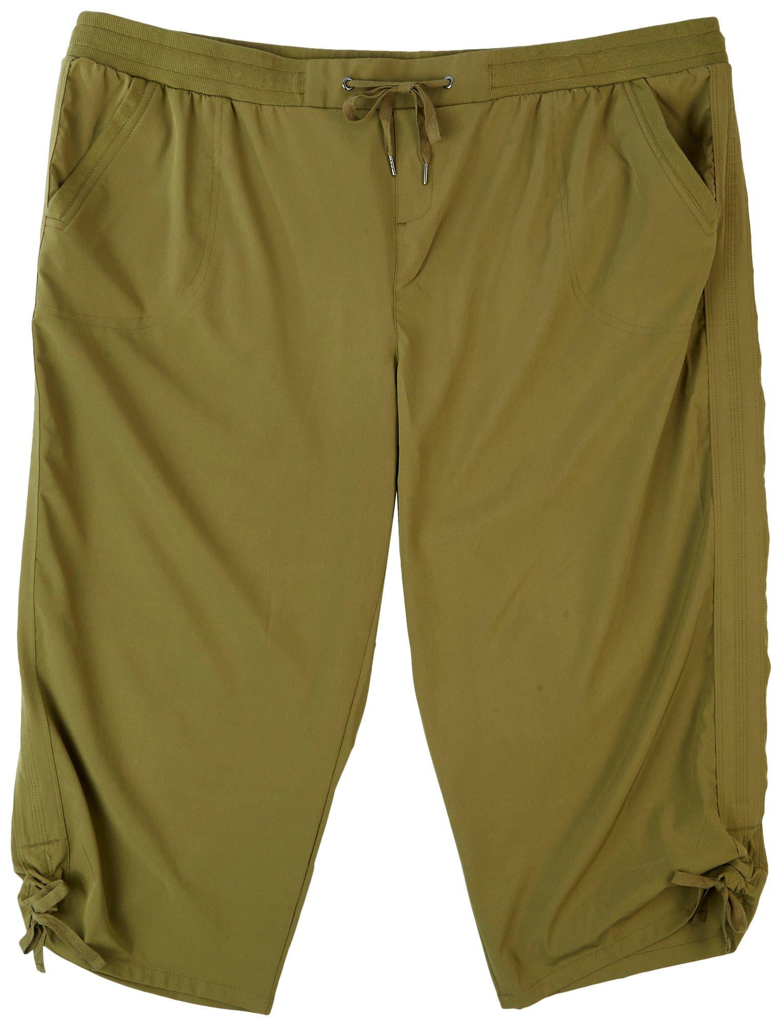 ATTYRE Plus Solid Side Ruched Pull-On Capri Pants 20W Olive - Walmart.com