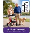 thumbnail image 6 of KEKOY Heavy-Duty Rollator Walker with Seat for Seniors, Walkers for Seniors with Seat, 500 lbs, Extra-Wide 19.5" Padded, K-Frame Reinforced, 10" TPR All-Terrain Wheels, Hidden Brake Cables, Red, 6 of 10
