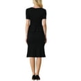thumbnail image 3 of Allegra K Women's Sheath Wear-to-Work Dresses Round Neck Button Front Business Pencil Peplum Dress, 3 of 5