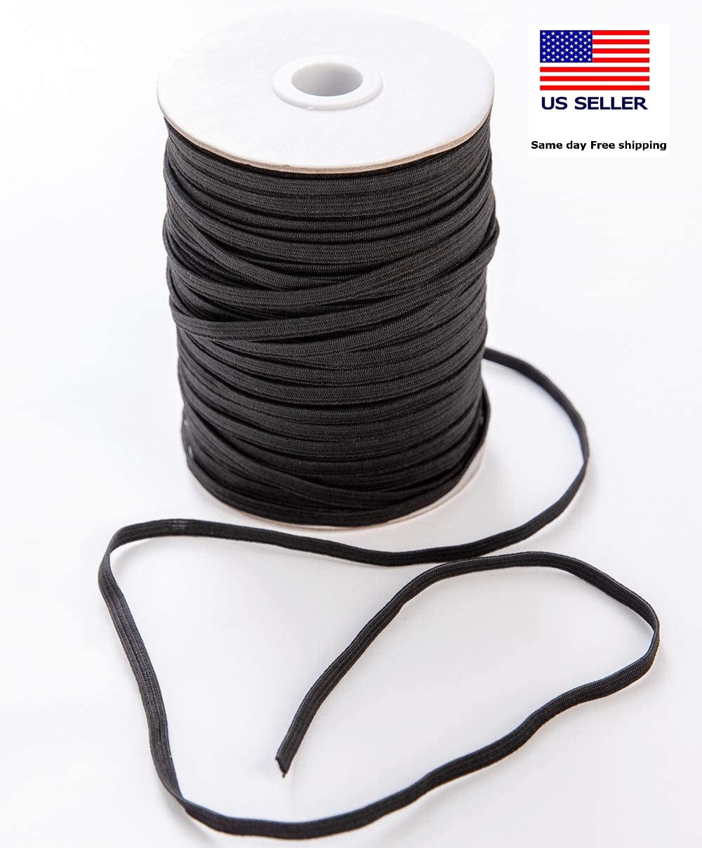 50/110 Yards Black 1/8inch Round Soft Elastic Cord Band For Face Mask Sewing 
