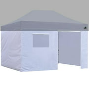 Eurmax USA Full Zippered Walls For 10 x 15 Easy Pop Up Canopy Tent,Enclosure Sidewall Kit with Roller Up Mesh Window and Door 4 Walls ONLY,NOT Including Frame and Top?White?