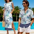 thumbnail image 2 of KUIFORTI Husband and Wife Clothing Blue Bamboo Lightweight Couple Matching Outfits Round Neck Maxi Dress with Pockets 4-Way Stretch Suitable for Everyday Casual Wear, 2 of 7