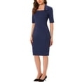 thumbnail image 4 of INSPIRE CHIC Women's Vintage Bodycon Turndown Collar 1950s Pencil Dresses, 4 of 5