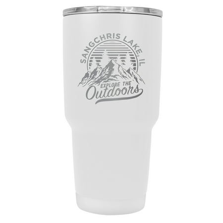 

Sangchris Lake Illinois Souvenir Laser Engraved 24 oz Insulated Stainless Steel Tumbler White White.