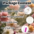 thumbnail image 6 of RAGUPEL 24Pcs 3D Almond Press on Nails Medium White French Tip Fake Nails Gold Beads Shell Starfish Rhinestones Design Flower Glue on Nails Spring False Nails Handmade Acrylic Nails for Women, 6 of 7