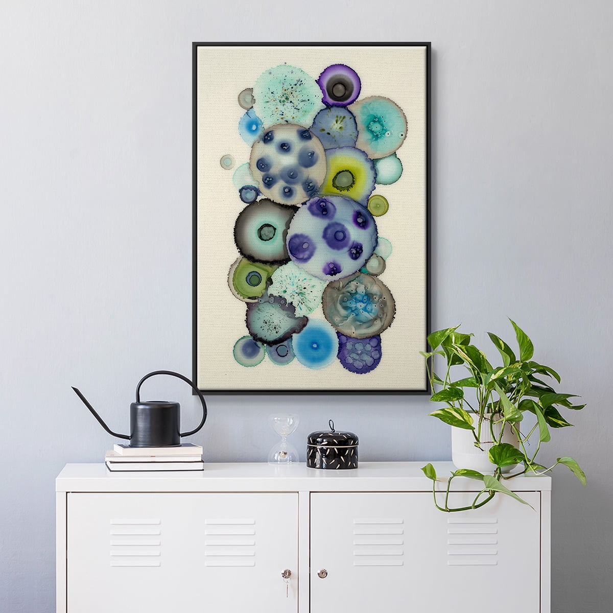 Geodes II Framed Premium Gallery Wrapped Canvas - Ready to Hang - 25 x 37 - Black Floating Frame