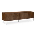 thumbnail image 2 of Homestock Coastal Charm Media Cabinet - Solid Acacia & Mdf, Matt Brown Finish, Iron Legs, Soft Close Glides, 74" X 18.5" X 22", 2 of 5