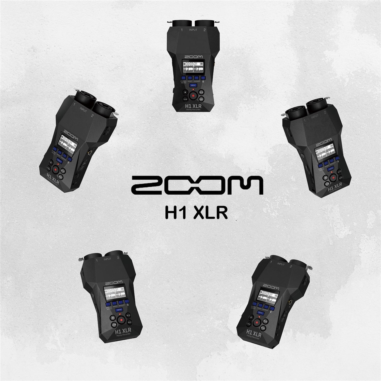 Zoom H1 XLR Handy Recorder, Bundle with Zoom ZDM-1 Podcast Mic Pack with Headphones, Windscreen, XLR Cable and Tabletop Stand, Table Tripod Hand Grip