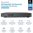 thumbnail image 2 of Amcrest 4K UltraHD 32 Channel AI DVR Security Camera System Recorder, 8MP Security DVR for Analog Security Cameras & Amcrest IP Cameras, AI Smart DVR, Pre-Installed 4TB Hard Drive (AMDV5232-4TB), 2 of 9
