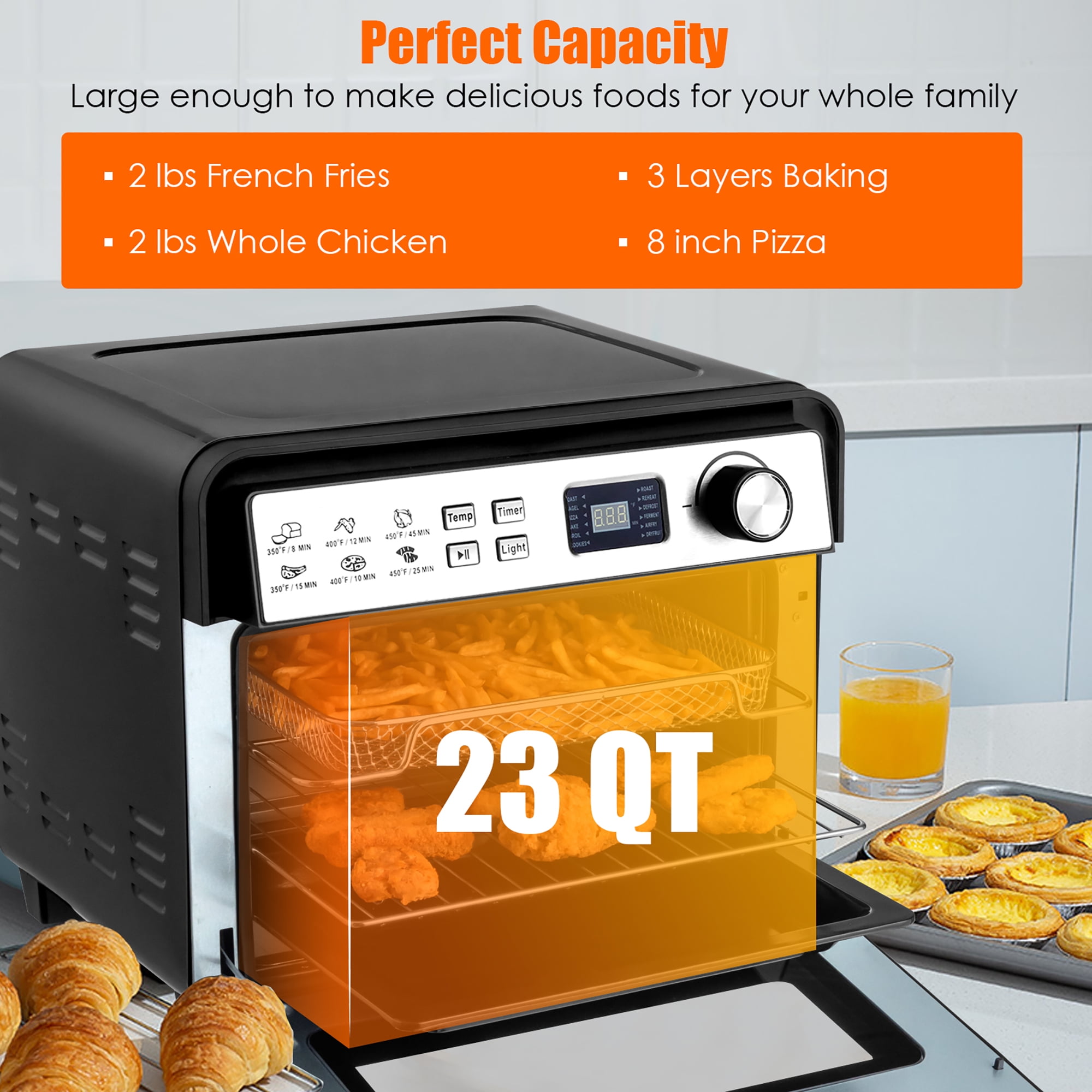 エアーオーブン Costway 12-in-1 Air Fryer Oven 23 QT Digital Toaster Oven