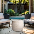 thumbnail image 6 of Oval Travertine Stone Finish Italian Design MgO Side Accent Table, 6 of 12