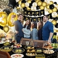 thumbnail image 6 of PIXHOTUL 30th Birthday Decorations for Boys Girls Serve 20 - 81Pcs Plates Napkins Tablecloth Forks Set for Black and Gold Party Decorations 30th Party, 6 of 7