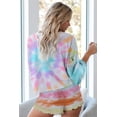 thumbnail image 3 of Womens Lounge Sets 2 Piece Pajamas Set Long Sleeve Tops and Shorts Sleepwear Tie Dye Printed Nightwear, 3 of 12