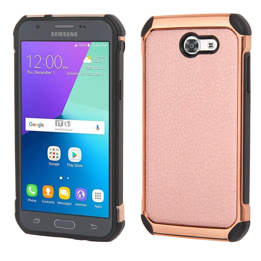 Leather Hybrid Rubber Silicone Hard Case Samsung Galaxy J3 Emerge
