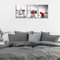 thumbnail image 5 of red Flowers 3 Piece Canvas Print Wall Art for Living Room Bathroom Decorations Bedroom Wall decor modern Eiffel Tower umbrella Office Home Decoration wall paintings Black and white bicycle landscape, 5 of 6