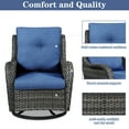 thumbnail image 4 of Gymojoy  Outdoor Wicker Rocking Lounge Chairs with Swivel Base (Set of 2) Grey Wicker / Blue Cushion, 4 of 4