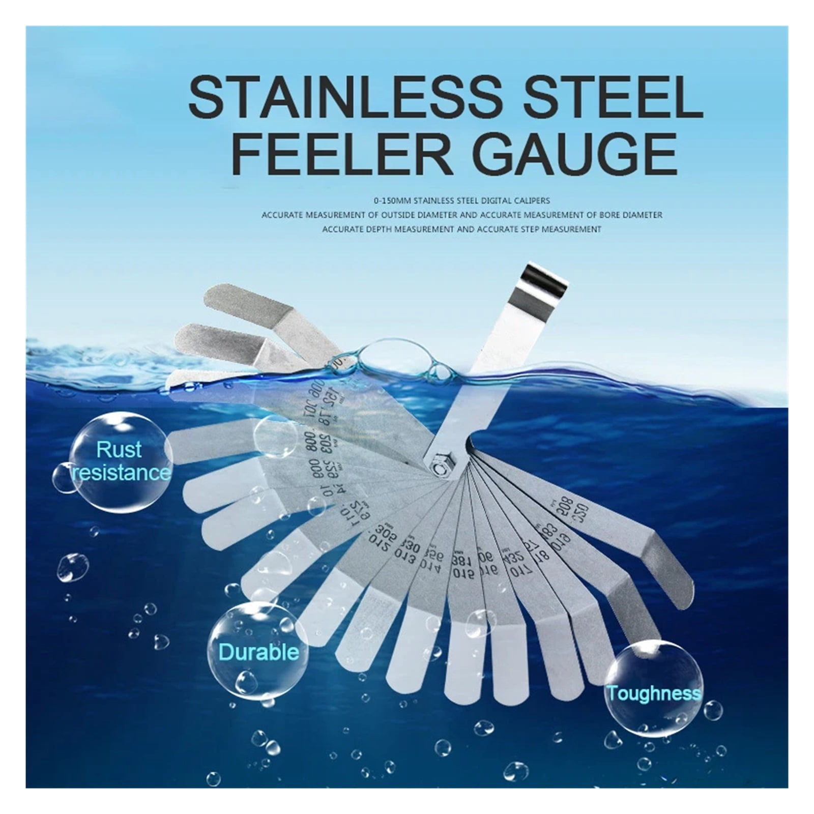 Metric 0.127-0.508mm Feeler Thickness Gauge 16 Blades 0.005-0.020 Inch Gap Filler Gauge Measurement for Engine Valve Adjustment ,Easy Identification