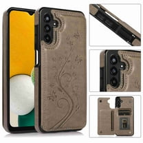 Dteck Case for Samsung A54 5G,Shockproof Rubber Embossed Flower Pattern Luxury PU Leather Card Holder Wallet Back Flip Kickstand Two Magnetic Clasp Cover for Samsung Galaxy A54 5G,Gray
