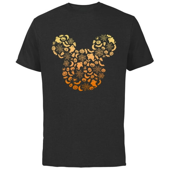 Disney Mickey Mouse Halloween Ghosts & Pumpkins Gradient - Short Sleeve Cotton T-Shirt for Adults - Customized-Black
