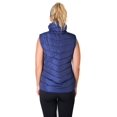 thumbnail image 2 of 2Luver, Women's, Quilted Padded Fleece Lining High Collar Vest With Zip Pockets, Zip Closure Stretchable Side Gathering, Blue, 2X, 2 of 2