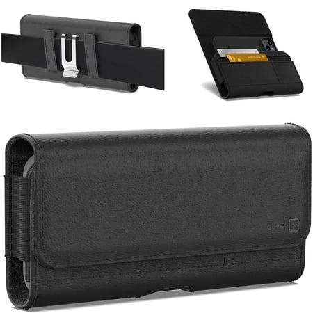 CoverON Holster for Samsung Galaxy S26+ S25+ S24+ S23+ S22+ S21+ Plus/ Z TridFold /S25 S24 S23 S22 S21 Ultra FE Plus Phone Case Belt Clip ID Card Leather Pouch (Fits Otterbox or any Case)