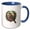 Blue/White, variant on 3drose, Colorado Lark Bunting Bird Surrounded by Claret Cup, 11oz Two-tone Black Mug