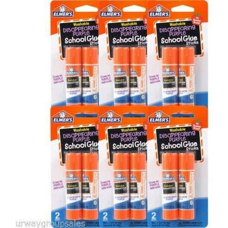 Elmer's Disappearing Glue Sticks, Purple, 0.21 oz, 6 Pack of 2