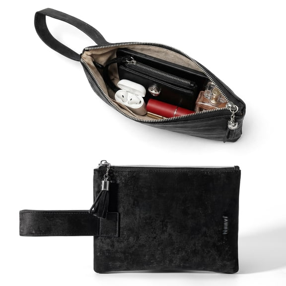 Punplita Women's Wallet with Wrist Strap Soft Faux Leather Handbag Purse, Large Zipper Pocket (Only Bag)