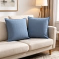 thumbnail image 2 of Throw Pillows for Couch Set of 2, Yamaziot 18" x 18" Decorative Pillow Accent Cushion for Sofa Bed Living Room, Solid Gray Blue Chenille, 2 of 9