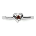 thumbnail image 3 of Garnet Sterling Silver Heart Ring, 3 of 5