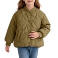 thumbnail image 5 of Spazoro Girls Quilted Bomber Jacket with Side Pockets, Long Sleeve Warm Stand Collar Snap Button Casual Padded Outerwear Coat Green Size 5-6, 5 of 8