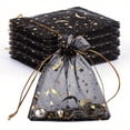 thumbnail image 6 of iMucci 30pcs Black Moon and Star Printed Drawstring Organza Bags 3.5x4.7 Inches Small Gift Bags for Candy Jewelry Party Favors Cosmetics and Festive Celebrations, 6 of 6