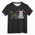 thumbnail image 5 of sdbrld Girls Christmas Shirts Short Sleeve Crew Neck Graphic Tees Holiday Tops Toddler to Big Kid Black Sizes 13-14 Years, 5 of 5