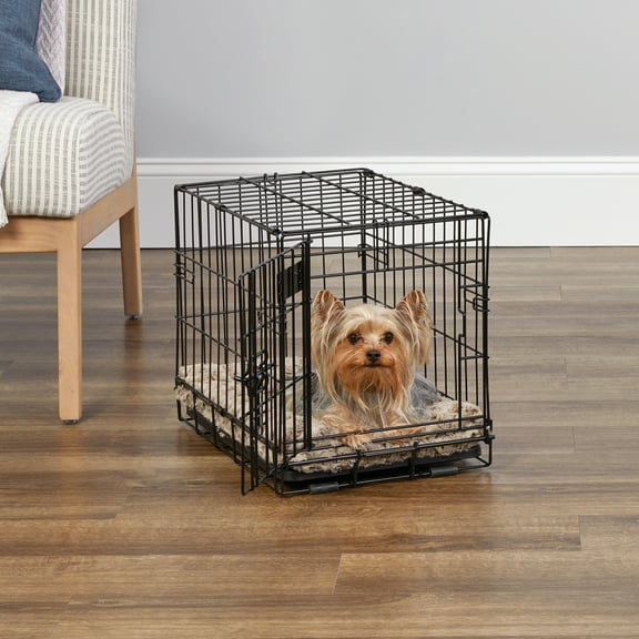 MidWest Homes for Pets 18-Inch iCrate Folding Dog Crate with Divider Panel, Leak-Proof Tray & Secure Latches – Metal Wire Kennel for Tiny Breeds – Portable, Durable & Easy to Assemble