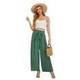 thumbnail image 4 of Uvplove Women High Waisted Palazzo Pants Wide Leg Casual Flowy Tie Knot Trousers with Pockets aqua sea-m, 4 of 6