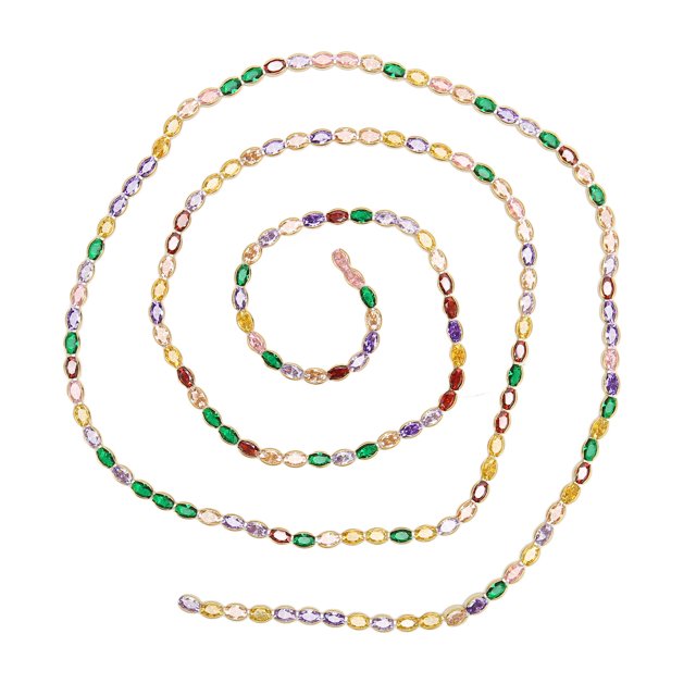Cadena ovalada de diamantes de imitación de 3,28 pies de longitud, artesanía artesanal, exquisito adorno de cadena de diamantes de imitación de alta dureza para decorar