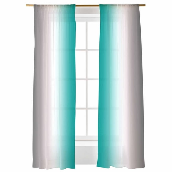 Sheer Curtains 108 inches Long, Abstract Dark Gray Water Duck Green Gradient Ombre Light Filtering Sheer Window Curtains Rod Pocket Voile Drapes for Bedroom Living Room, 52"W x 108"L 2 Panels