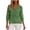 Green, variant on Summer Tops For Women Solid Ruffle Crew Neck 3/4 Puff Cuff Sleeve Button Down Light Linen Blend Casual Shirts