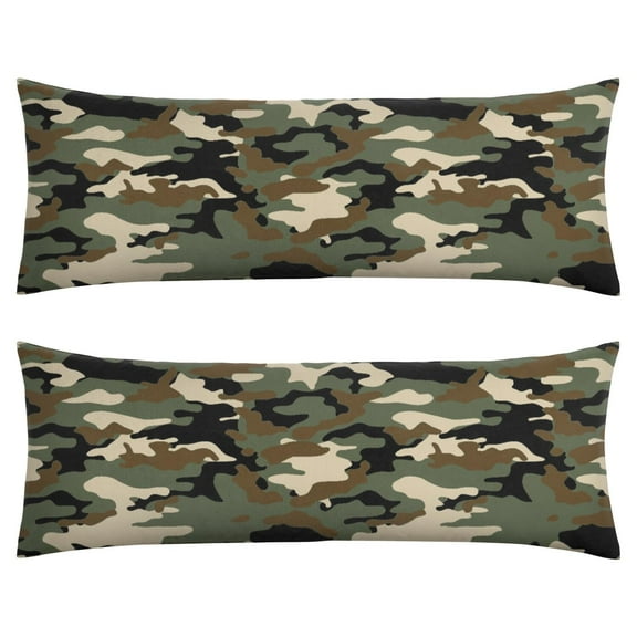 Tactical Army Camouflage Body Pillow Cover 20x54 - Hunting Camo Long Pillow Case with Invisible Zipper, Stretchy & Durable for Military, Jungle, Desert Outdoor Use