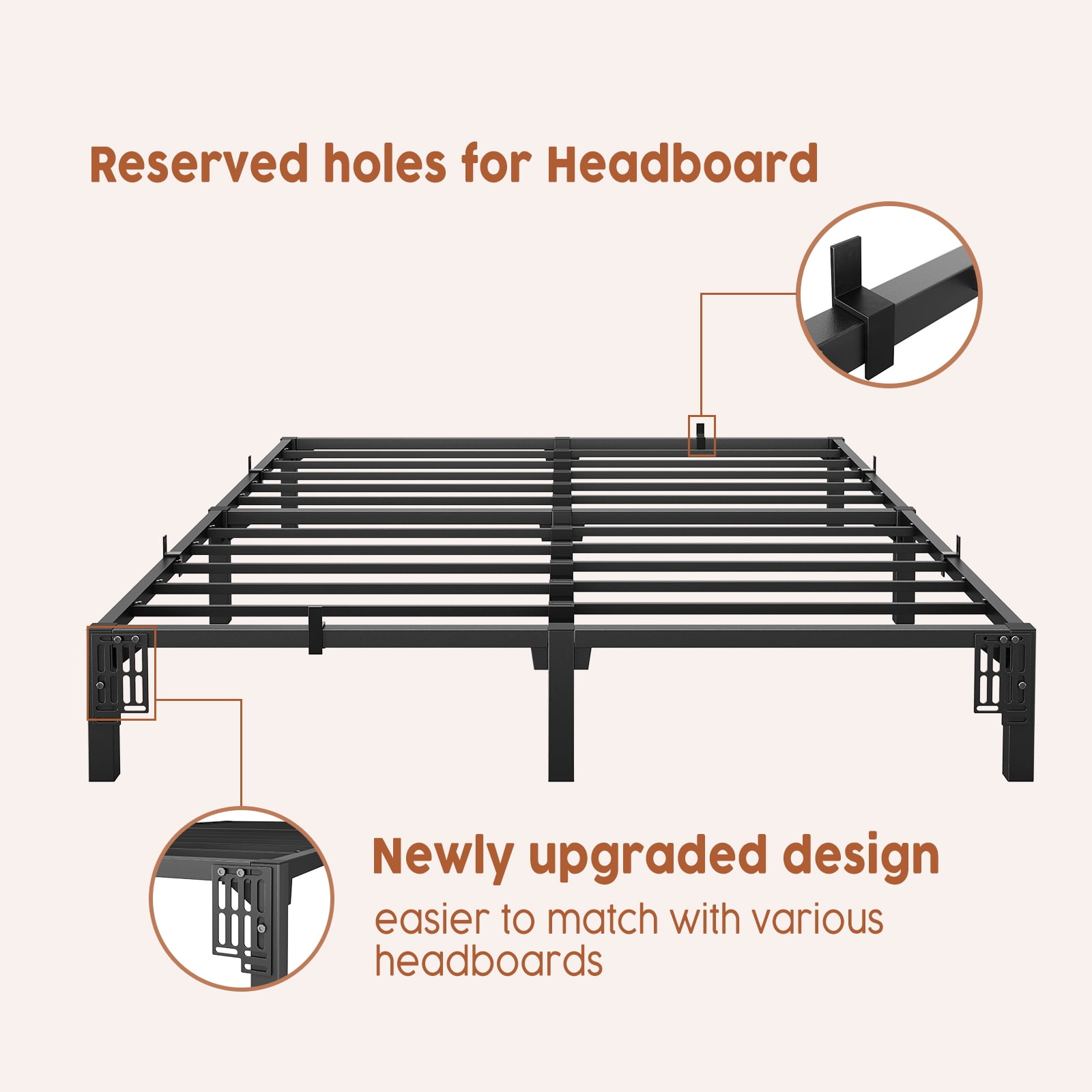Garvee Metal Queen Size Bed Frame with Under Bed Storage Heavy Duty Platform 10 Inch Height