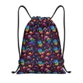 thumbnail image 1 of Xecao mushroom colorful Skull Pattern Sports Drawstring Backpack - String Swim Gym Bag with Wet Proof Pocket for Women&Men-Small, 1 of 6