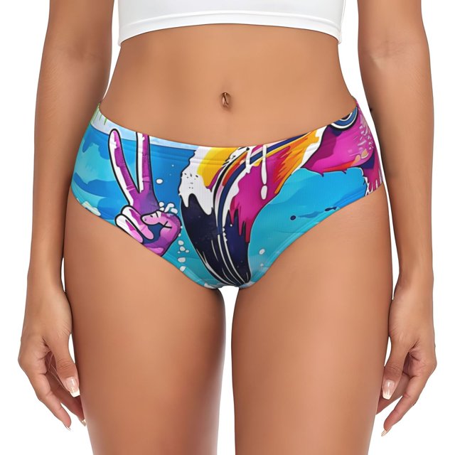 Balery Tropical Flamingo Summer Ropa Interior de Algodón para Mujer con Dibujo – Braguitas Cómodas y Elásticas, Estilo Clásico-X-Large
