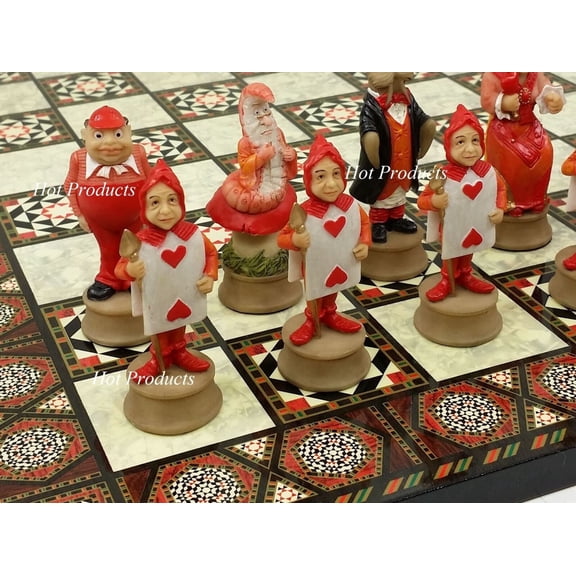 Alice in Wonderland Fantasy Chess Set W/ 17" Mosaic Color Board