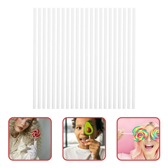 Pretyzoom White Reusable PP Candy Sticks for DIY Treats and Cake Pops 3 5mm