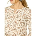 thumbnail image 7 of Allegra K Women's Floral Keyhole Organza Long Sleeve Ruffle Blouse, 7 of 7