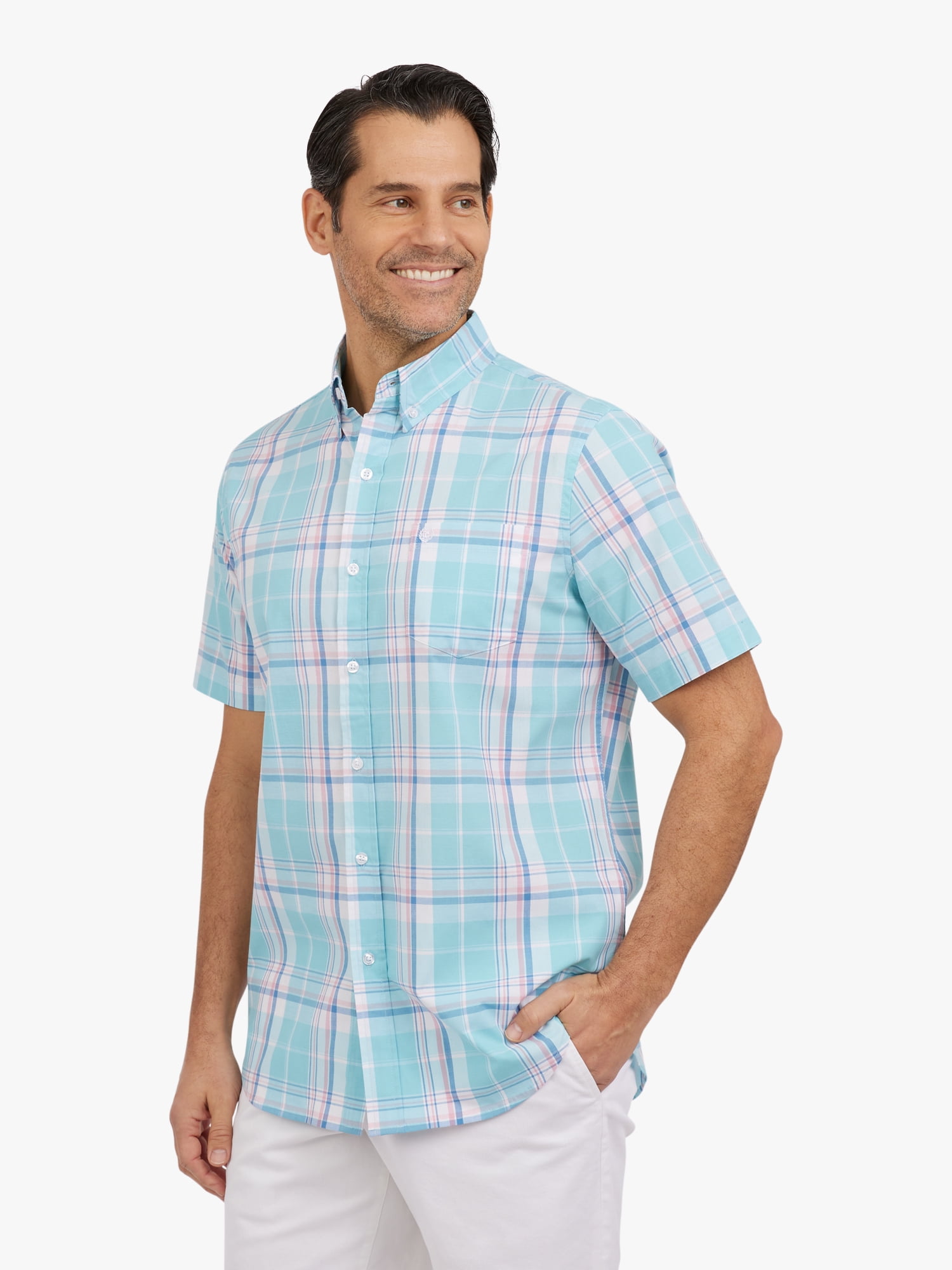 Chaps Men's and Big Men's Short Sleeve CVC Woven Shirt, Sizes S-3XL