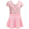 thumbnail image 3 of Glisme Girls Dresses Ballet Leotards With Removable Skirt Combo Tie Ruffle Sleeve Ballet Dance Dress Outfit Pink Sundress Size 7-8 Years, 3 of 4